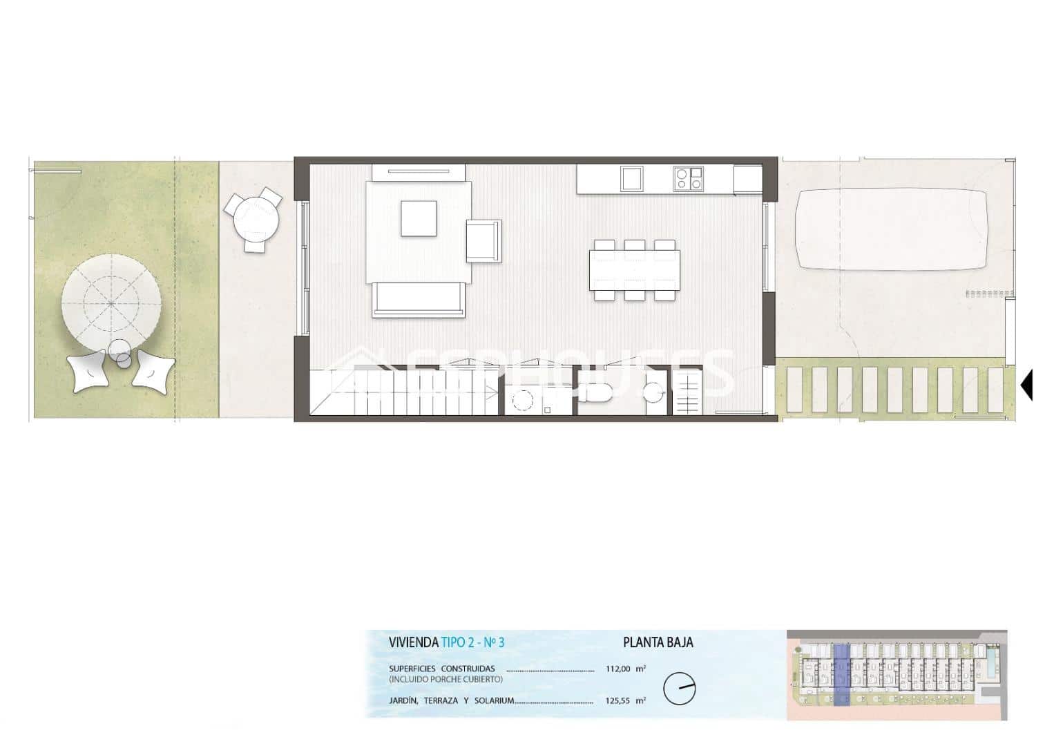 3 Zimmer Bungalow zu verkaufen in Pilar de la Horadada mit Pool Garage - 339.900 € (Ref: 9444180)