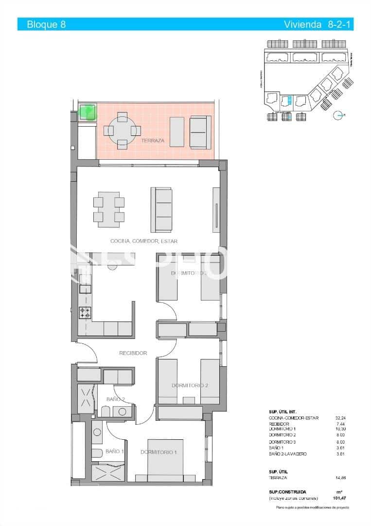 3 soveværelse Lejlighed til salg i Guardamar del Segura med swimmingpool garage - € 259.900 (Ref: 9444264)