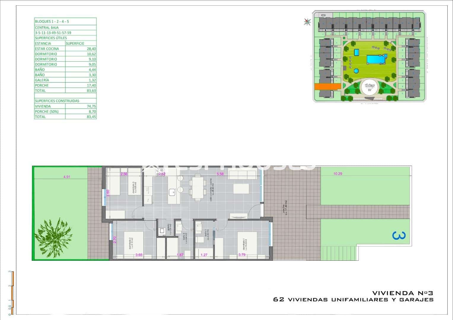 Apartamento de 3 habitaciones en Pilar de la Horadada en venta con piscina garaje - 305.000 € (Ref: 9444299)