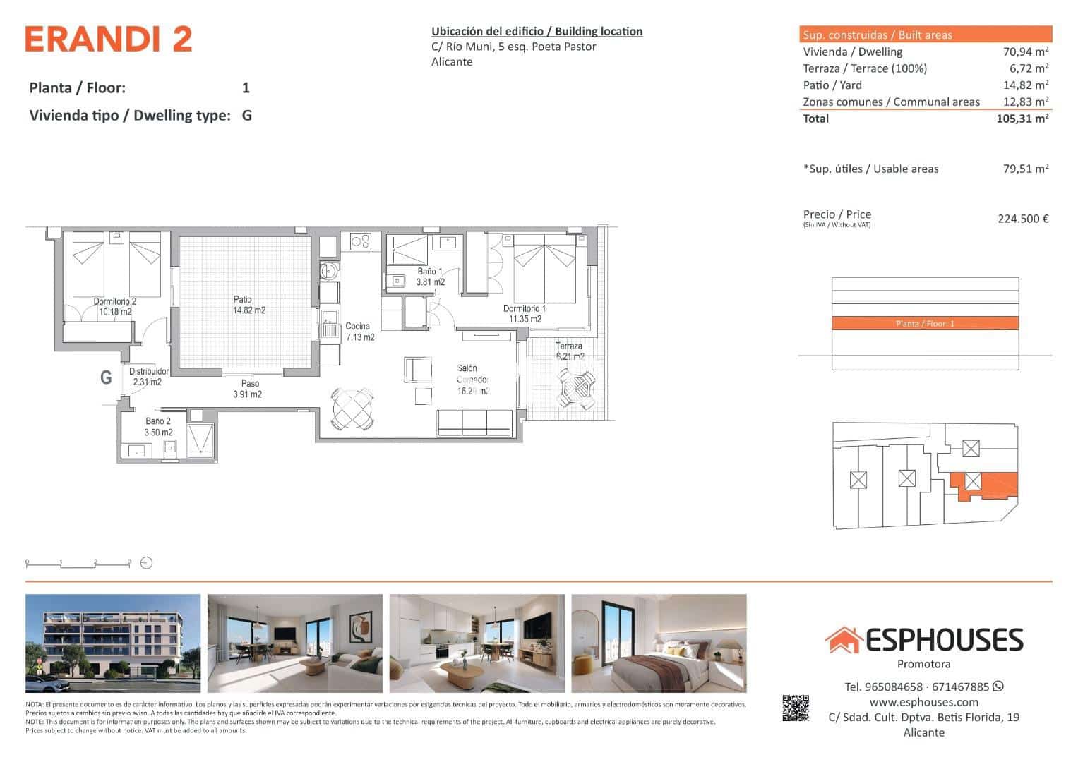 2 soverom Leilighet til salgs i Alicante by med svømmebasseng - € 224 500 (Ref: 9444306)