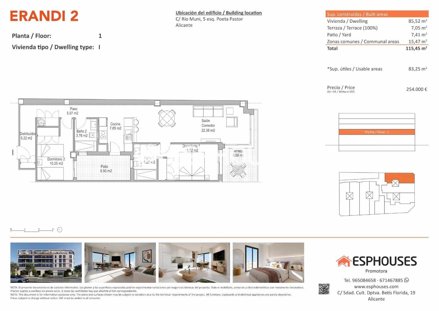 2 Zimmer Apartment zu verkaufen in Alicante / Alacant Stadt mit Pool - 254.000 € (Ref: 9444307)