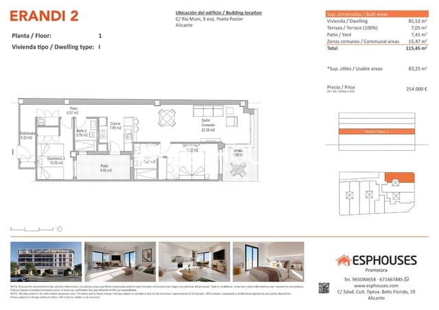 2 Zimmer Apartment zu verkaufen in Florida Baja, Alicante / Alacant Stadt mit Pool - 254.000 € (Ref: 9444307)