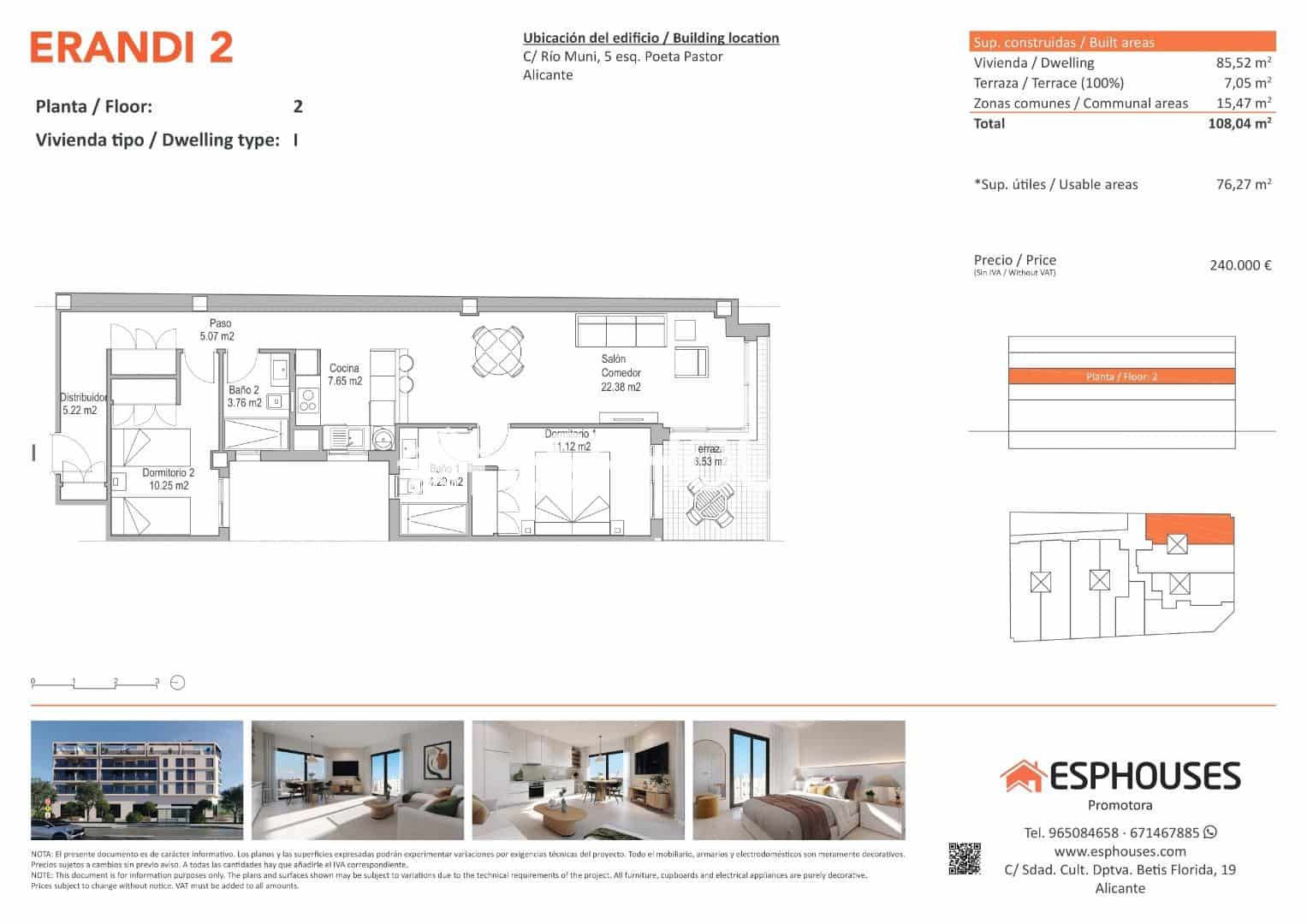 2 soverom Leilighet til salgs i Alicante by med svømmebasseng - € 240 000 (Ref: 9444309)
