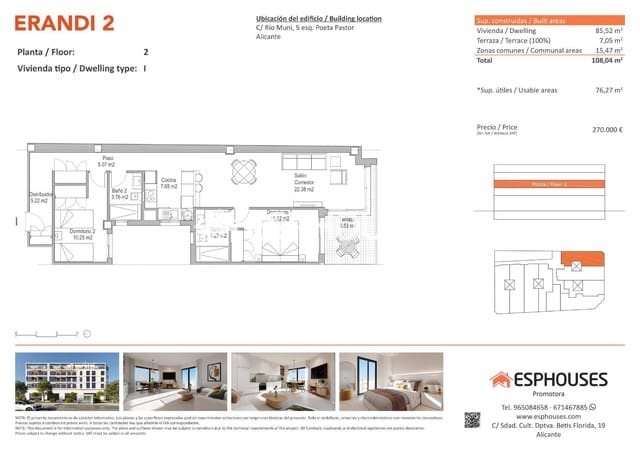 2 soverom Leilighet til salgs i Florida Baja, Alicante by med svømmebasseng - € 270 000 (Ref: 9444309)