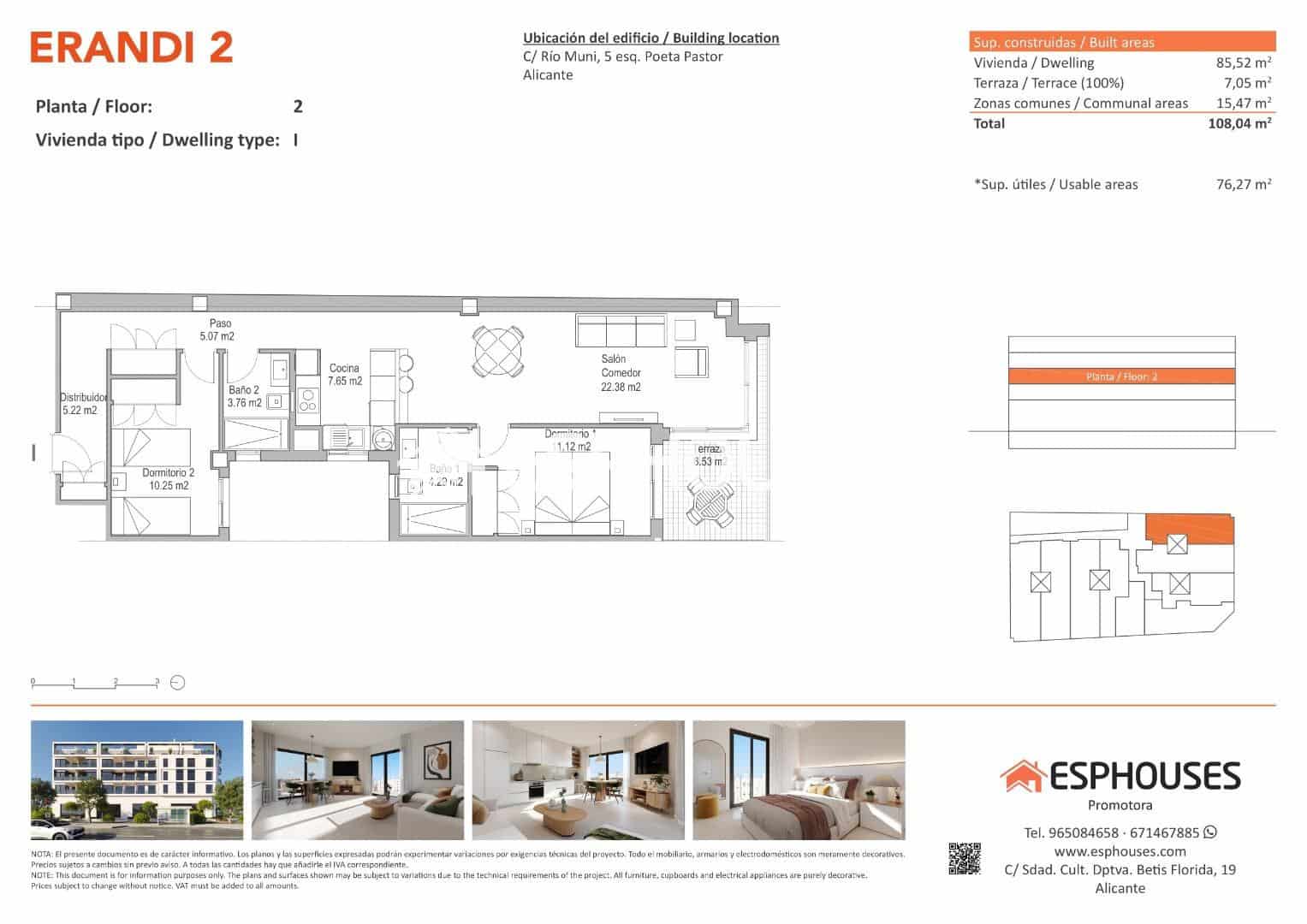 2 bedroom Apartment for sale in Alicante / Alacant city with pool - € 289,000 (Ref: 9444309)