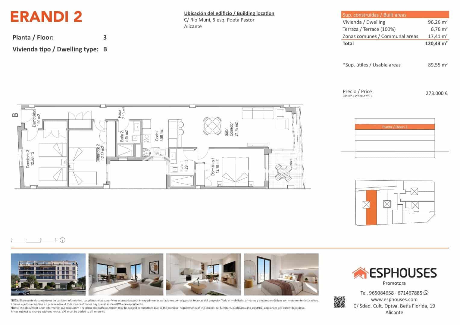 3 soverom Leilighet til salgs i Alicante by med svømmebasseng - € 273 000 (Ref: 9444310)