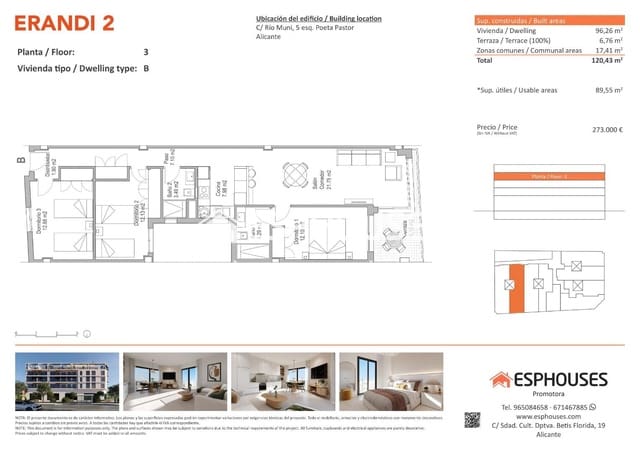 3 soveværelse Lejlighed til salg i Florida Baja, Alicante by med swimmingpool - € 273.000 (Ref: 9444310)
