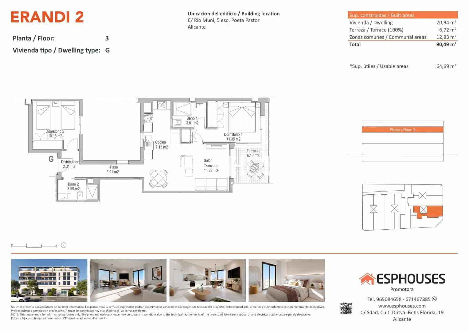 2 bedroom Apartment for sale in Alicante / Alacant city with pool - € 286,000 (Ref: 9444311)