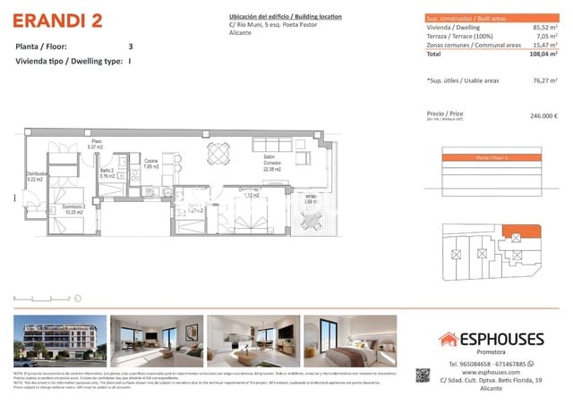 2 soveværelse Lejlighed til salg i Florida Baja, Alicante by med swimmingpool - € 246.000 (Ref: 9444312)