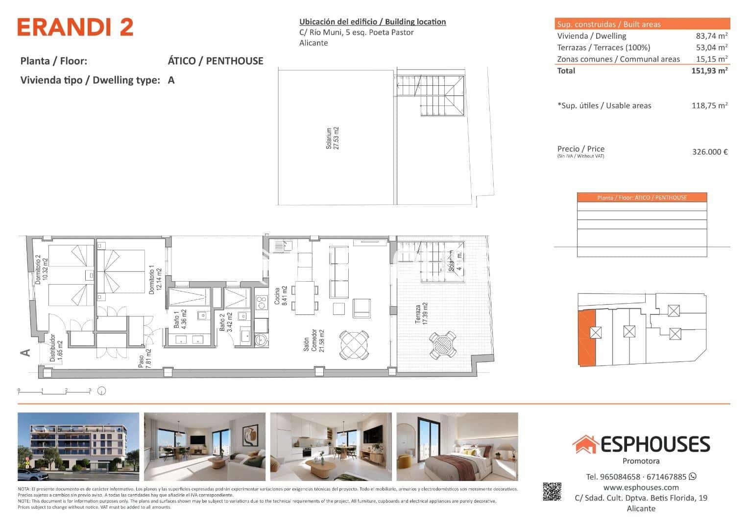 2 soverom Leilighet til salgs i Alicante by med svømmebasseng - € 326 000 (Ref: 9444313)