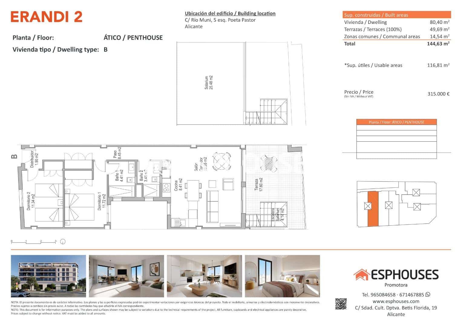 2 soverom Leilighet til salgs i Alicante by med svømmebasseng - € 315 000 (Ref: 9444315)