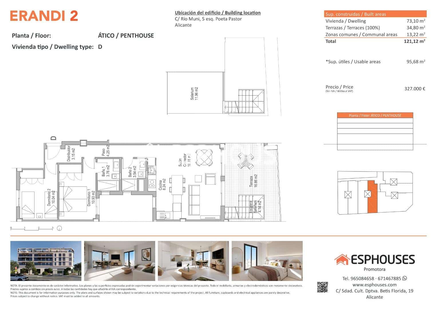 2 Zimmer Apartment zu verkaufen in Alicante / Alacant Stadt mit Pool - 327.000 € (Ref: 9444316)