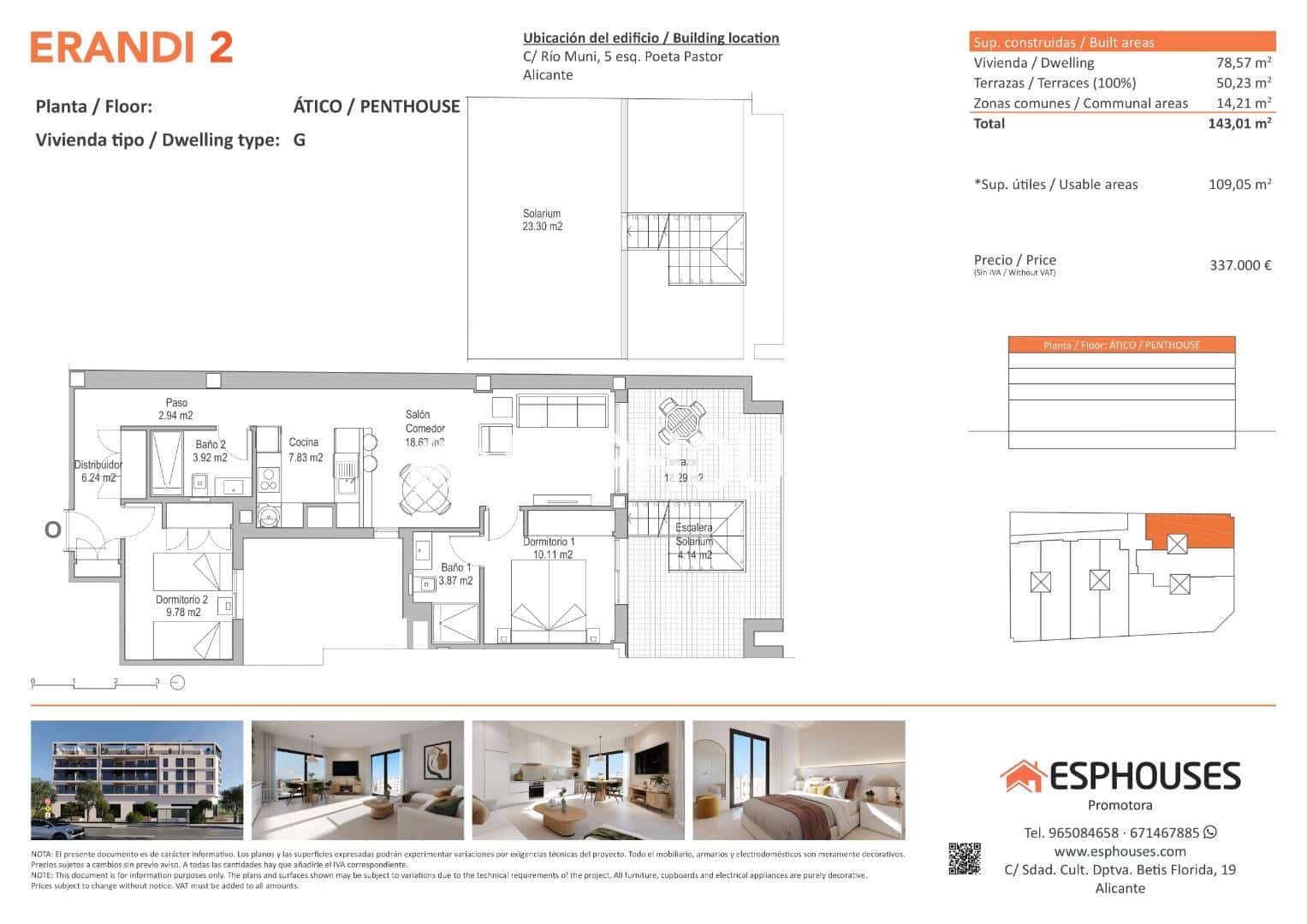 2 Zimmer Apartment zu verkaufen in Alicante / Alacant Stadt mit Pool - 337.000 € (Ref: 9444317)