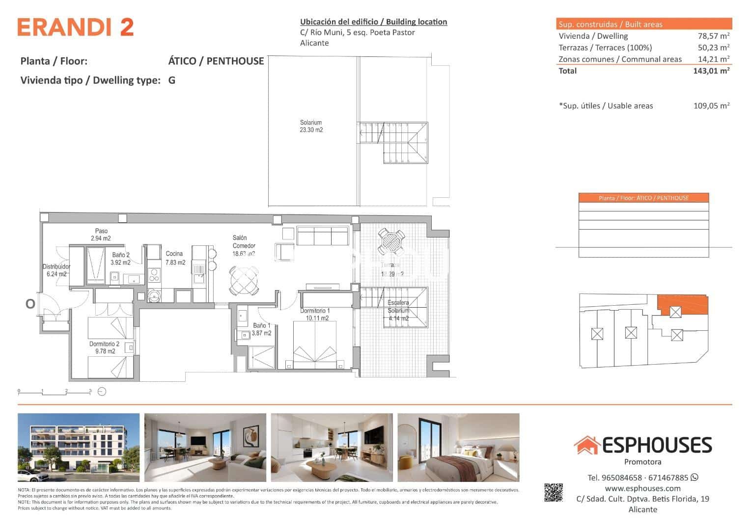 2 bedroom Apartment for sale in Alicante / Alacant city with pool - € 352,000 (Ref: 9444317)