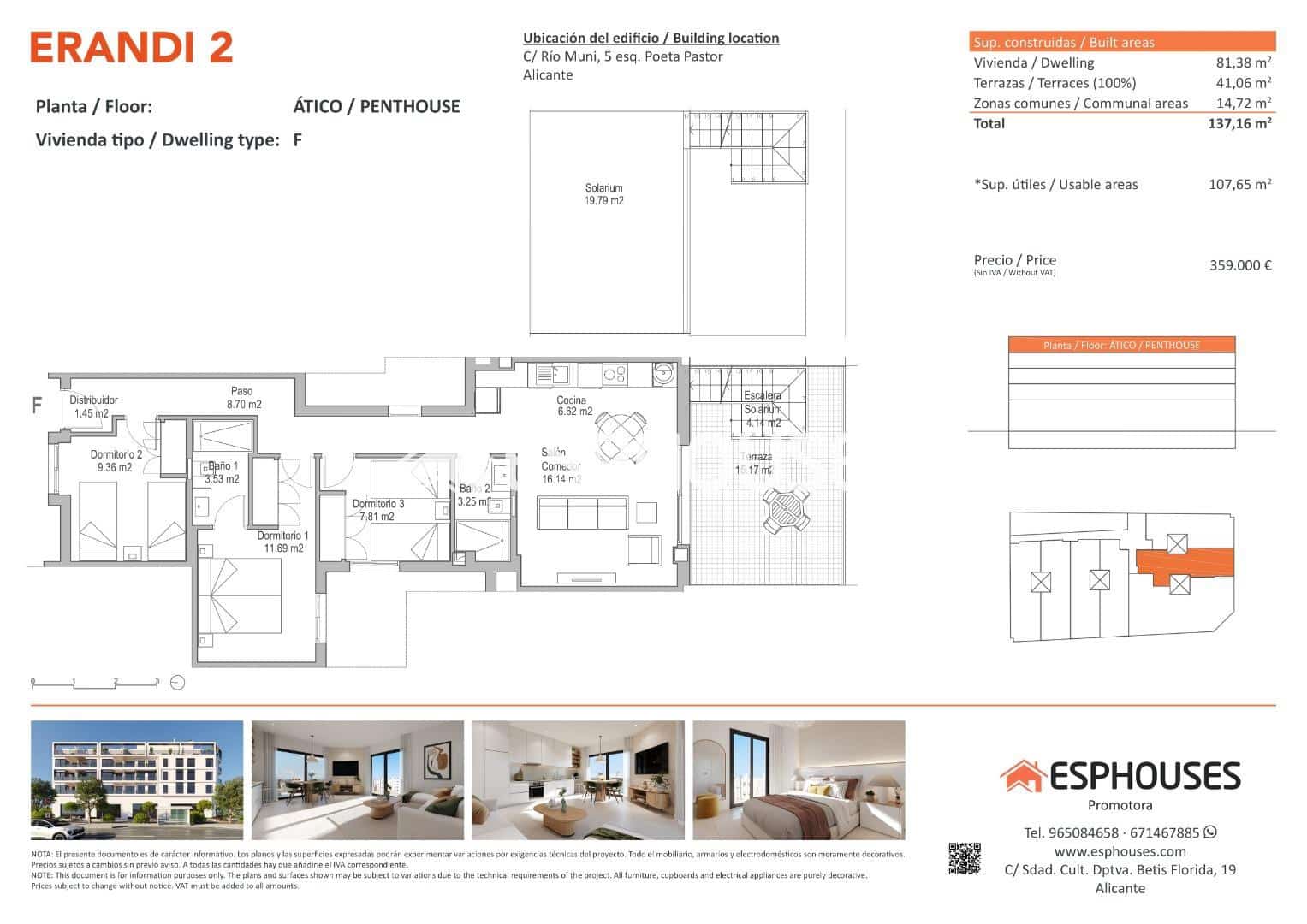 3 camera da letto Appartamento in vendita in Alicante citta con piscina - 359.000 € (Rif: 9444318)