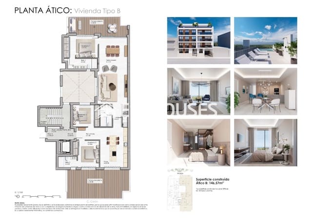 3 quarto Penthouse para venda em Zona Pueblo, Guardamar del Segura com piscina garagem - 850 000 € (Ref: 9444380)