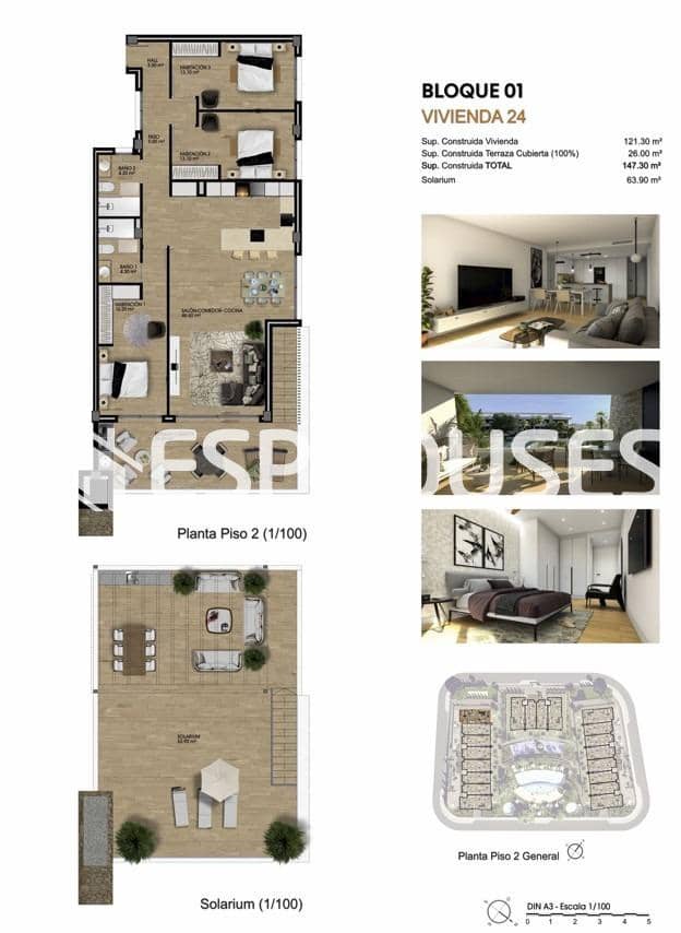 3 sovrum Lägenhet till salu i Monforte del Cid med pool garage - 465 000 € (Ref: 9444423)