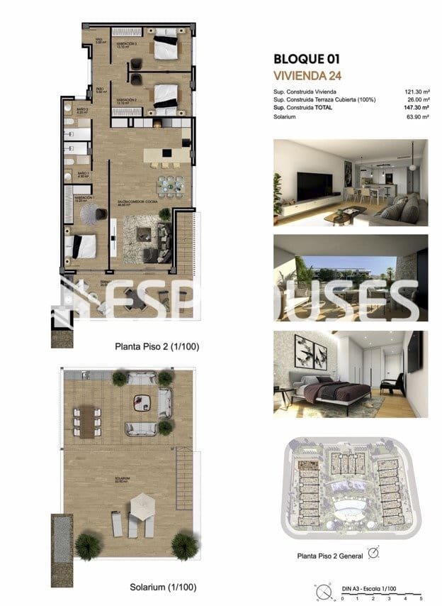 3 soveværelse Penthouse til salg i Monforte del Cid med swimmingpool garage - € 465.000 (Ref: 9444423)