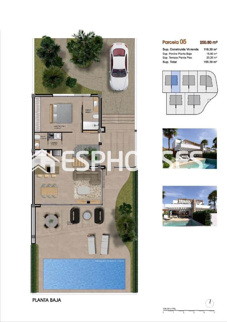3 soveværelse Bungalow til salg i Monforte del Cid med swimmingpool garage - € 489.000 (Ref: 9444426)