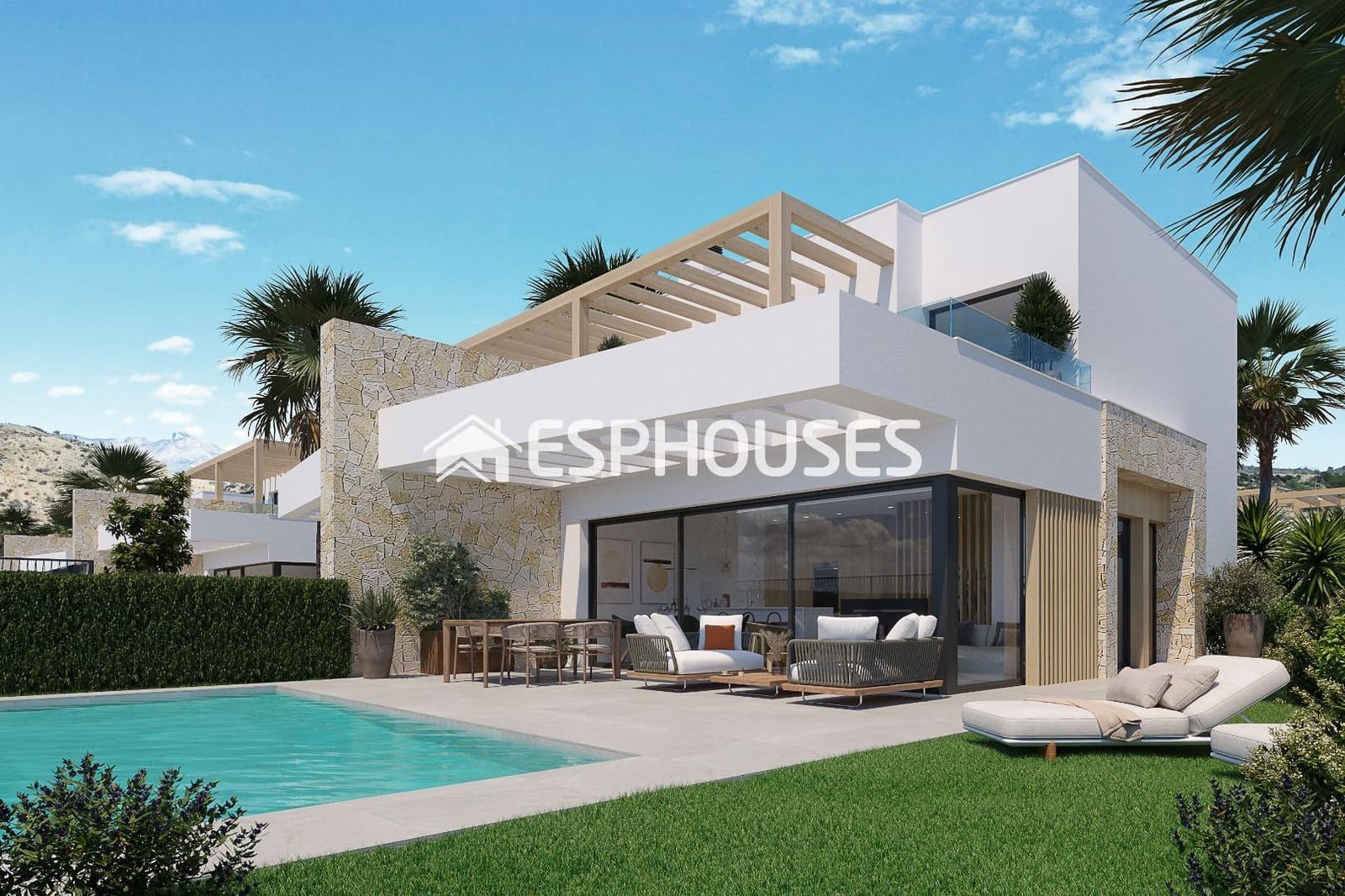 3 soveværelse Bungalow til salg i Monforte del Cid med swimmingpool garage - € 489.000 (Ref: 9444426)