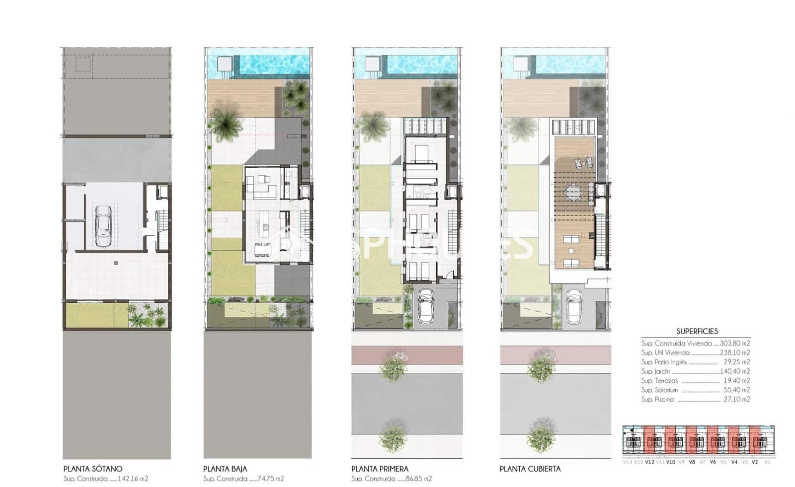 3 chambre Bungalow à vendre à Monforte del Cid avec piscine garage - 895 000 € (Ref: 9444428)
