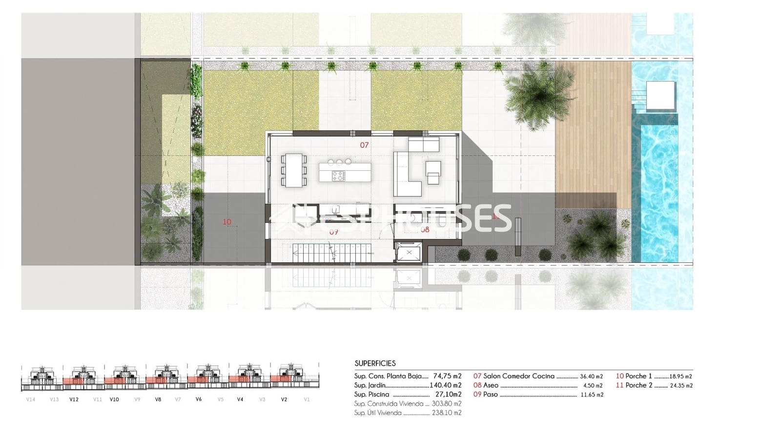 3 chambre Bungalow à vendre à Monforte del Cid avec piscine garage - 895 000 € (Ref: 9444428)