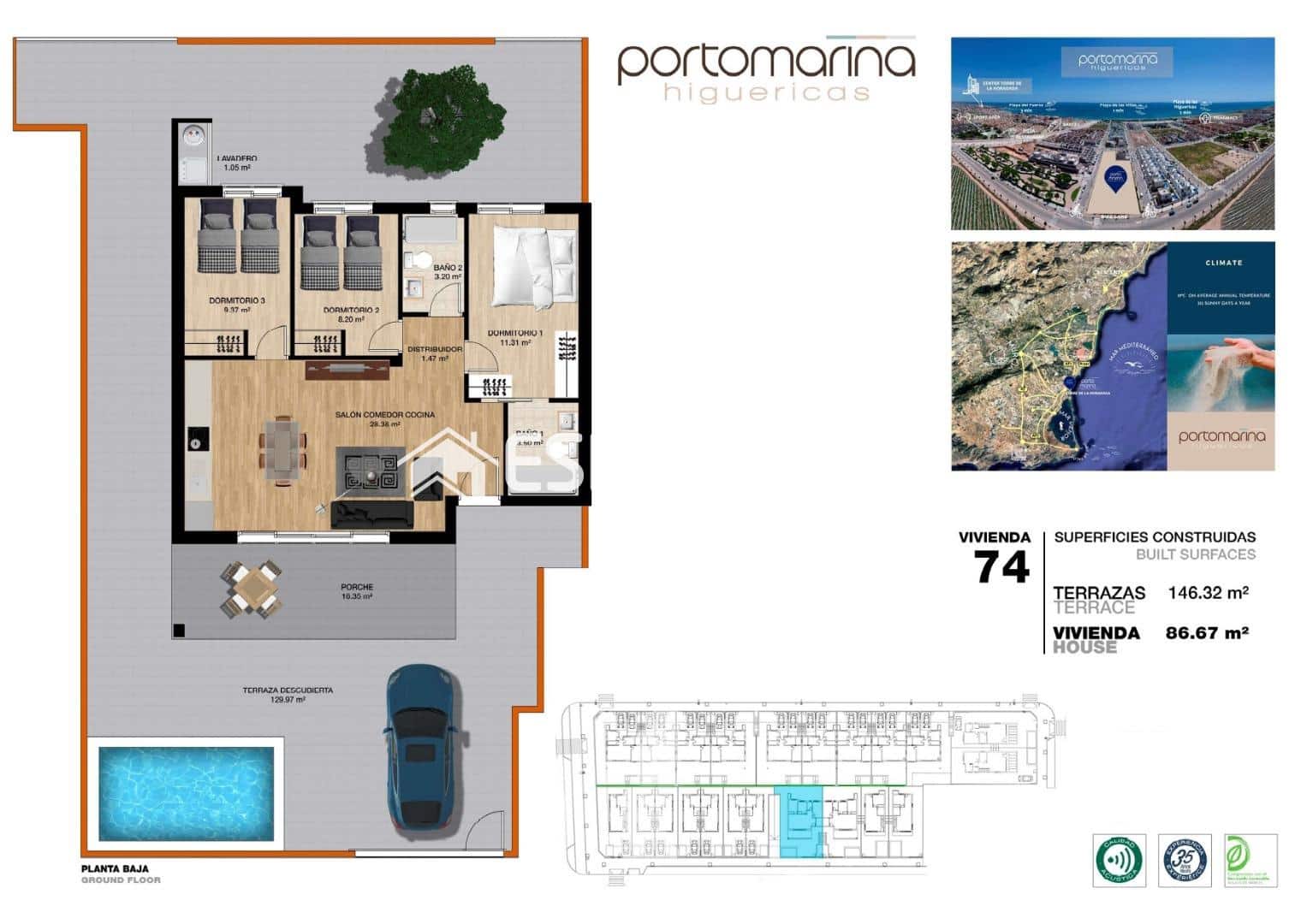 3 camera da letto Appartamento in vendita in Torre de la Horadada con piscina garage - 395.000 € (Rif: 9445005)