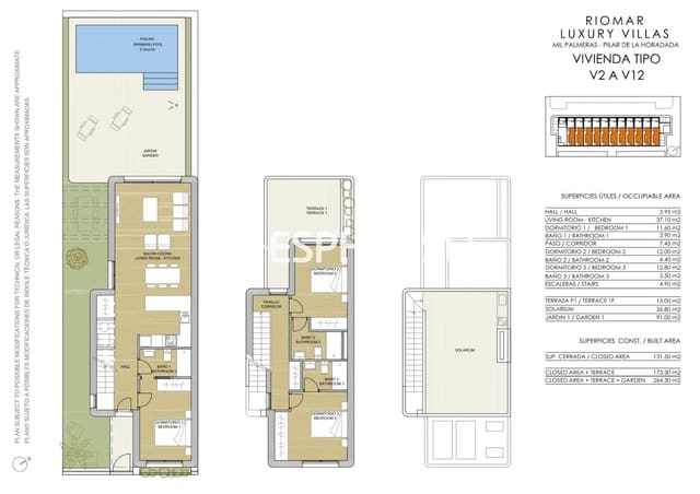3 quarto Moradia para venda em Mil Palmeras, Pilar de la Horadada com piscina garagem - 539 900 € (Ref: 9445081)