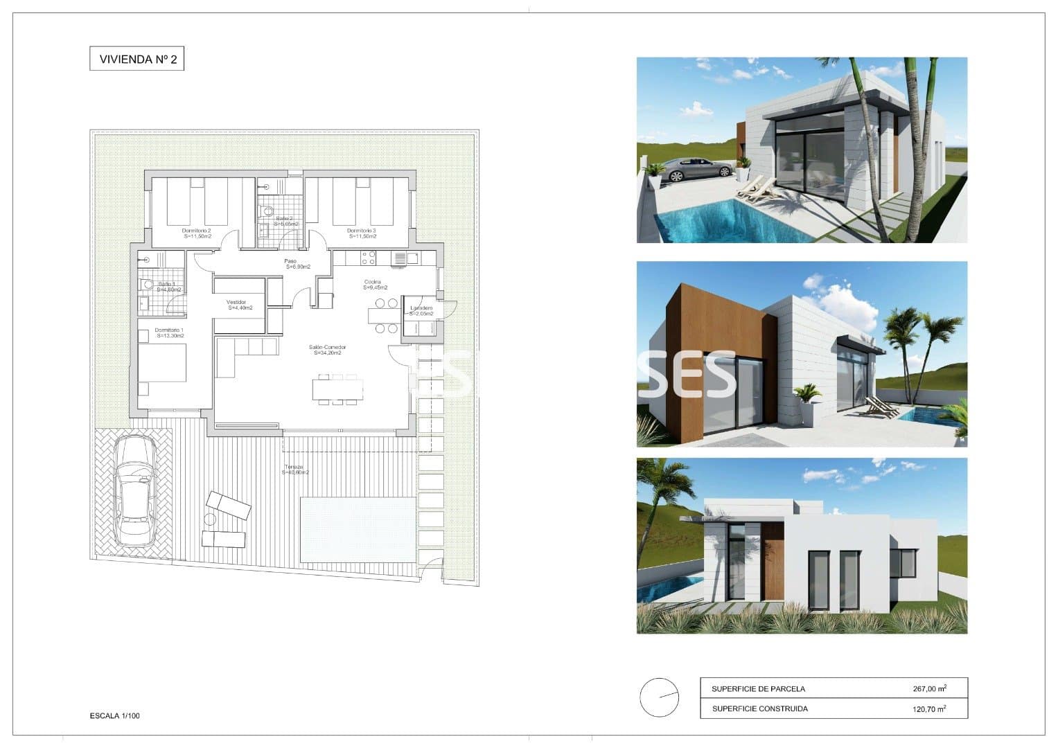 Chalet de 3 habitaciones en Pilar de la Horadada en venta con piscina - 410.000 € (Ref: 9445126)