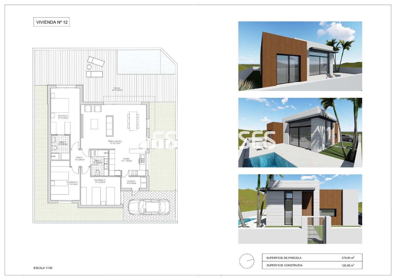Chalet de 3 habitaciones en Pilar de la Horadada en venta con piscina - 410.000 € (Ref: 9445126)