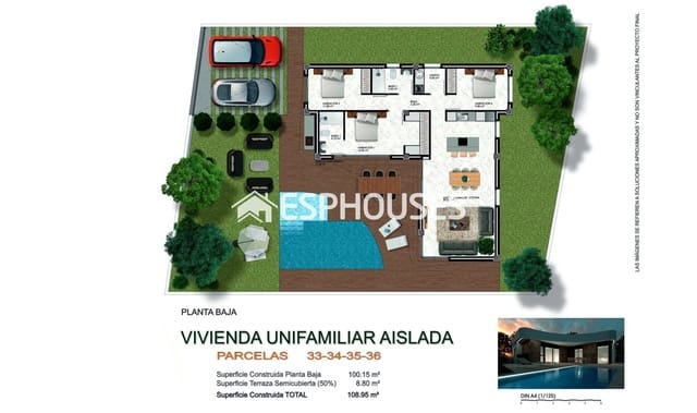 3 soveværelse Villa til salg i Los Montesinos med swimmingpool - € 499.000 (Ref: 9445203)