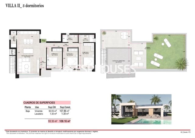 3 chambre Villa/Maison à vendre à Alhama de Murcia avec garage - 318 500 € (Ref: 9445222)