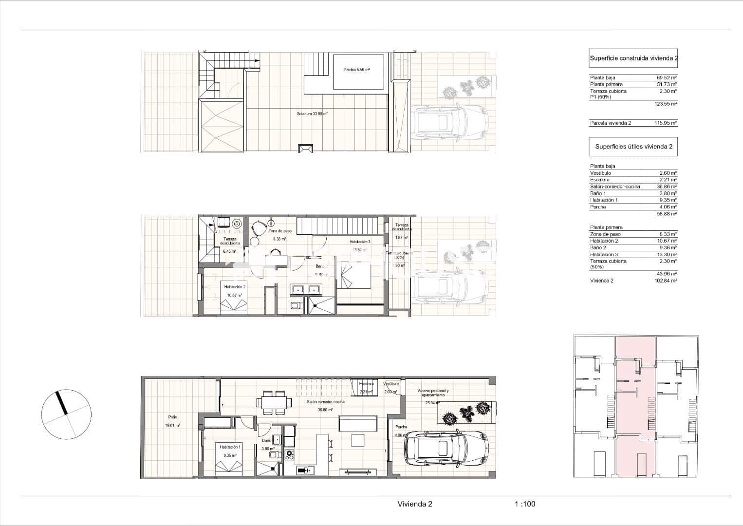 3 sovrum Bungalow till salu i Torre de la Horadada med pool garage - 489 900 € (Ref: 9445371)