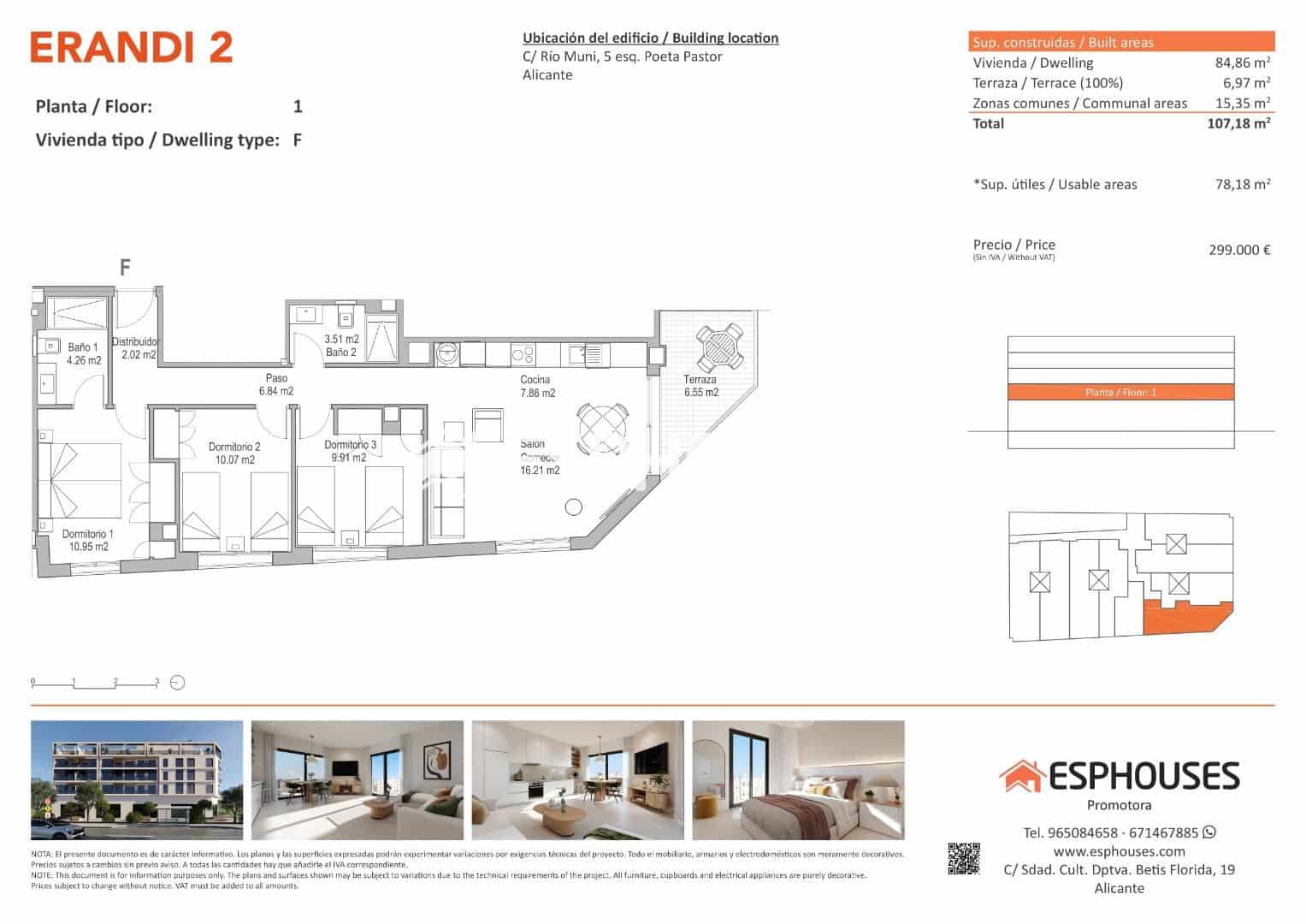 3 Zimmer Apartment zu verkaufen in Alicante / Alacant Stadt mit Pool - 299.000 € (Ref: 9536869)