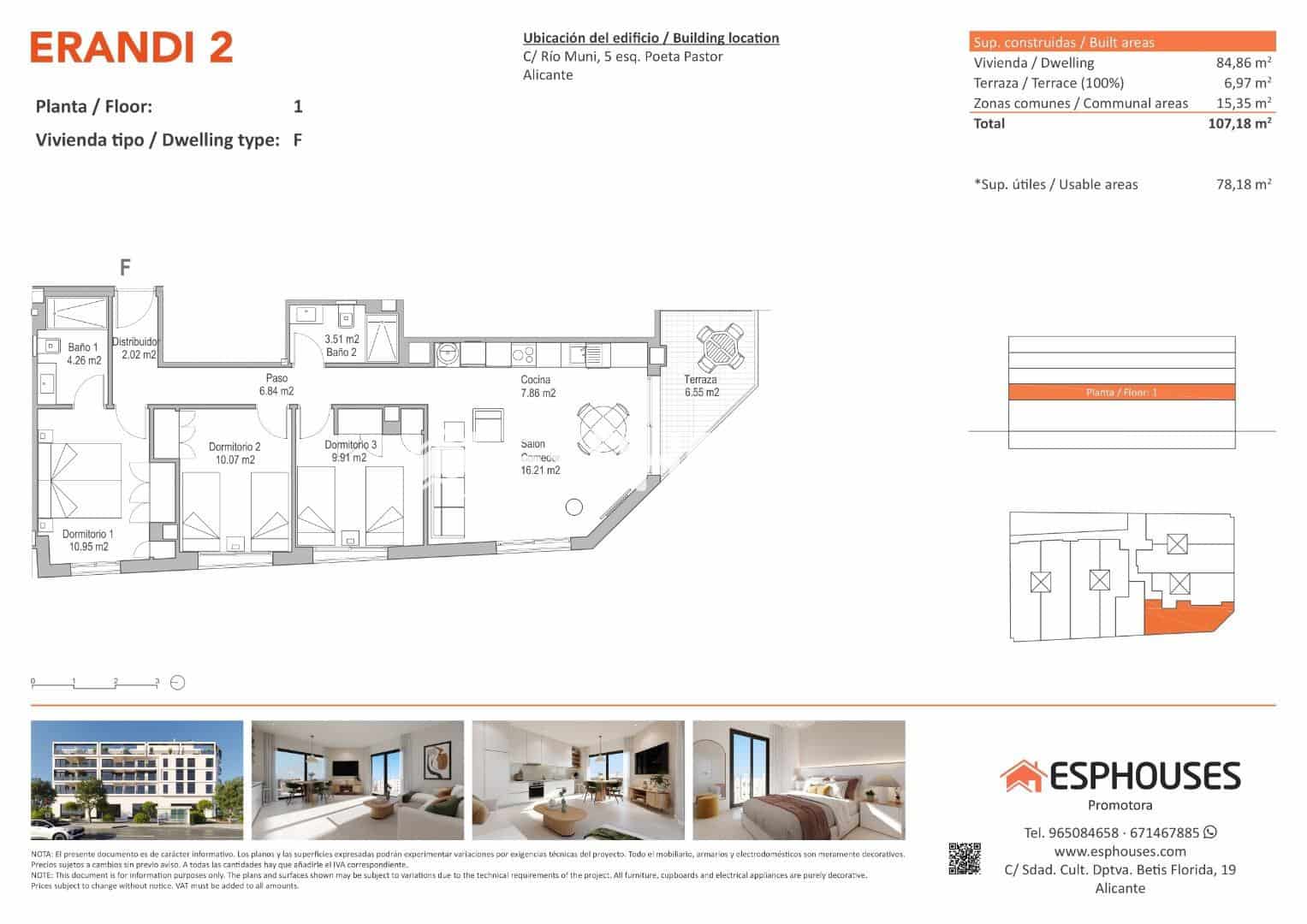 3 bedroom Apartment for sale in Alicante / Alacant city with pool - € 318,000 (Ref: 9536869)