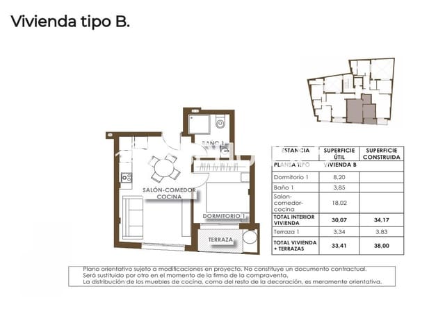 1 Zimmer Apartment zu verkaufen in Las Piscinas Naturales, Torrevieja mit Pool - 198.000 € (Ref: 9548469)