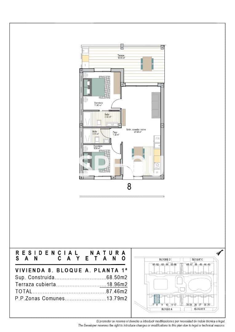 Apartamento de 2 habitaciones en San Cayetano en venta con piscina garaje - 226.900 € (Ref: 9611789)