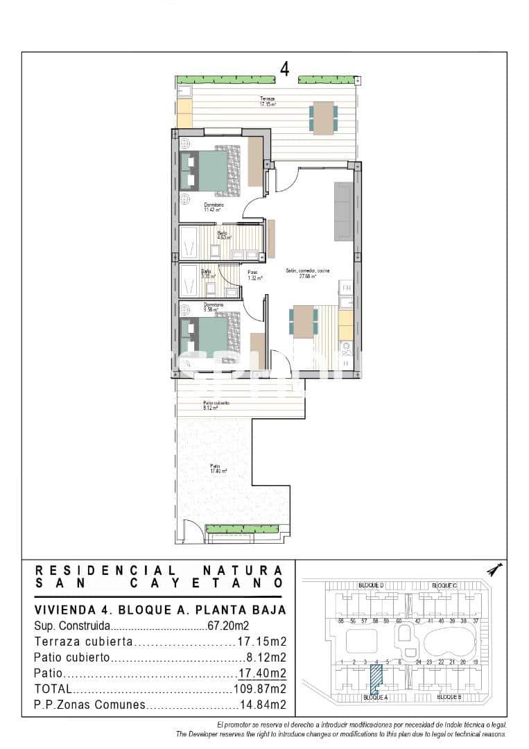 Apartamento de 2 habitaciones en San Cayetano en venta con piscina garaje - 249.900 € (Ref: 9611791)