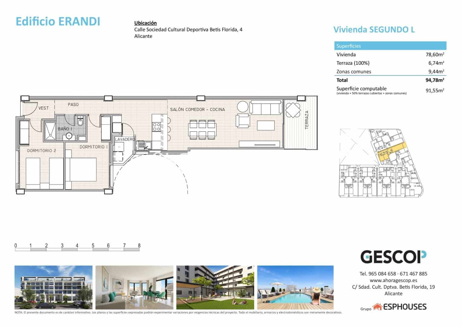 Apartamento de 2 habitaciones en Alicante / Alacant ciudad en venta con piscina garaje - 319.211 € (Ref: 9677699)