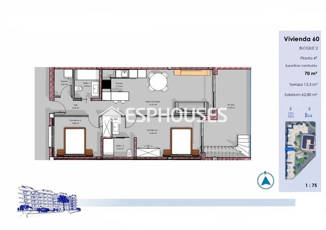 2 soverom Penthouse til salgs i El Raso, Guardamar del Segura med svømmebasseng garasje - € 345 000 (Ref: 9802685)