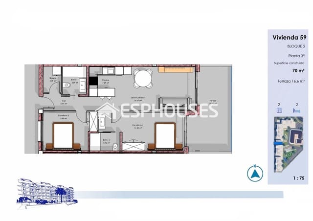 Apartamento de 2 habitaciones en El Raso, Guardamar del Segura en venta con piscina garaje - 318.000 € (Ref: 9802686)