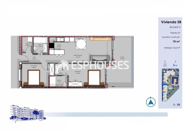 2 soverom Leilighet til salgs i El Raso, Guardamar del Segura med svømmebasseng garasje - € 305 000 (Ref: 9802687)