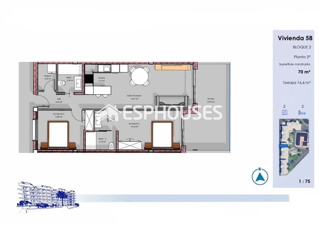 2 soverom Leilighet til salgs i El Raso, Guardamar del Segura med svømmebasseng garasje - € 305 000 (Ref: 9802687)