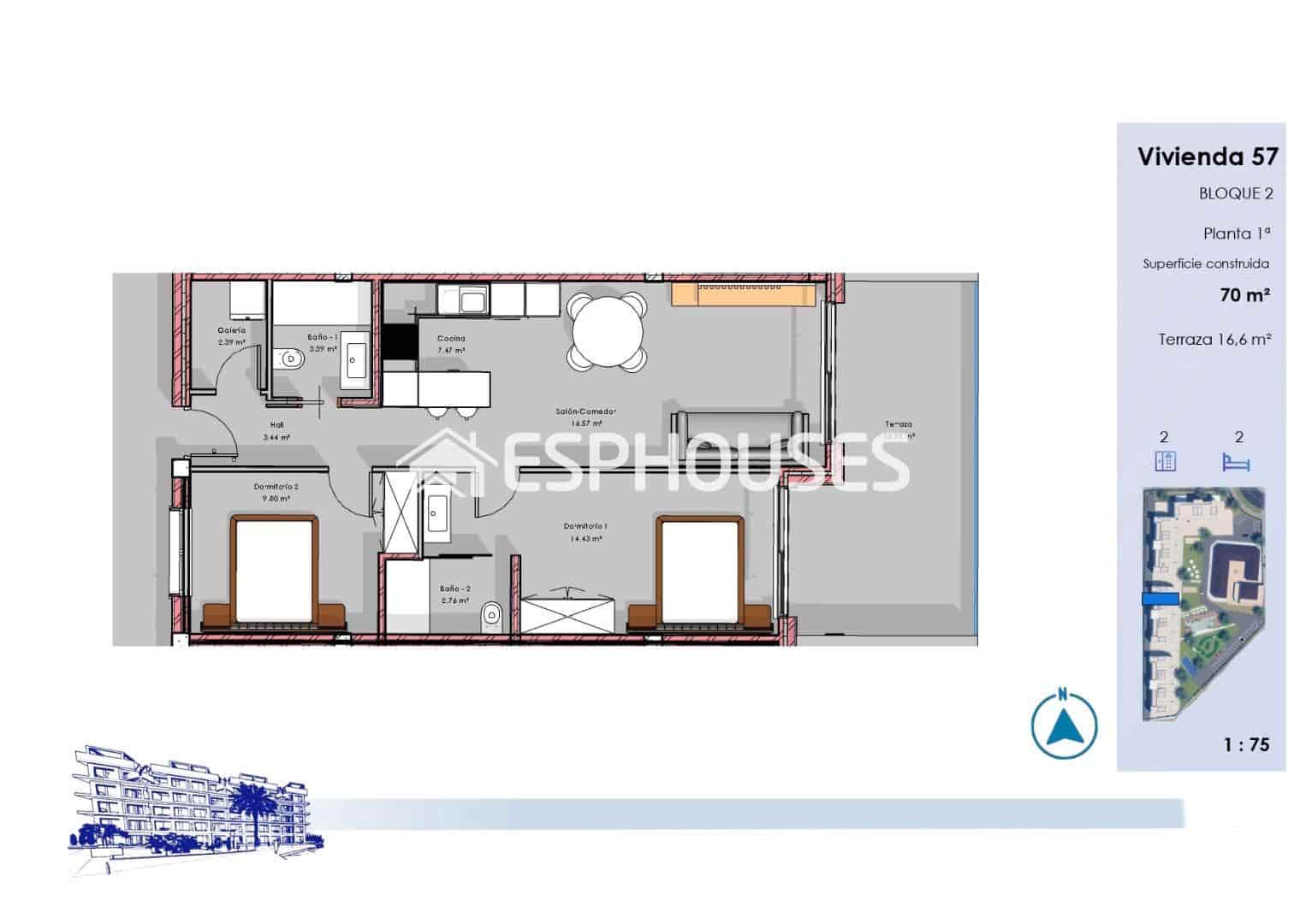 2 sypialnia Apartament na sprzedaż w Guardamar del Segura z basenem garażem - 295 000 € (Ref: 9802688)