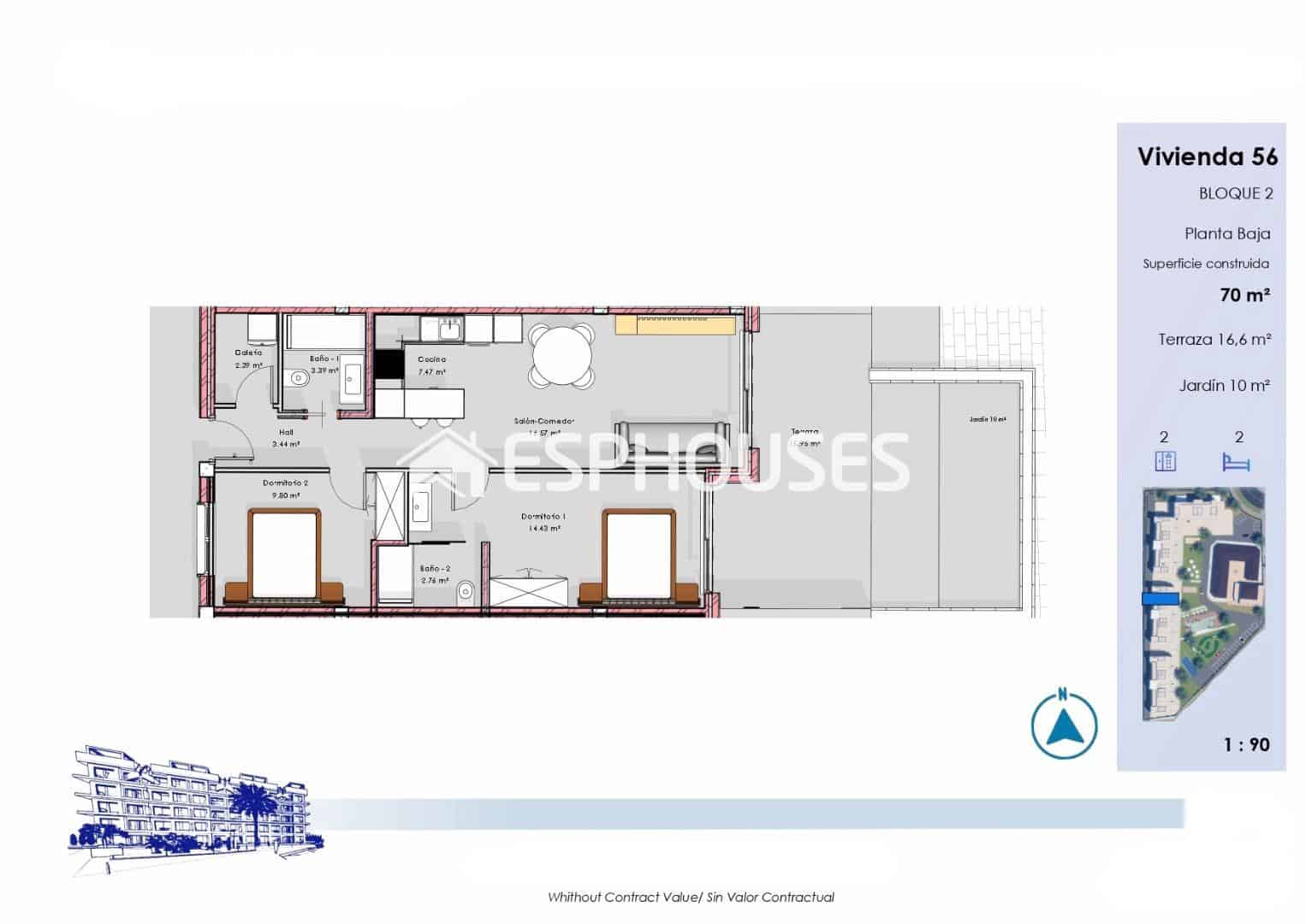 Apartamento de 2 habitaciones en Guardamar del Segura en venta con piscina garaje - 320.000 € (Ref: 9802689)