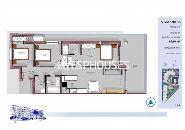 3 sypialnia Apartament na sprzedaż w El Raso, Guardamar del Segura z basenem garażem - 395 000 € (Ref: 9802690)