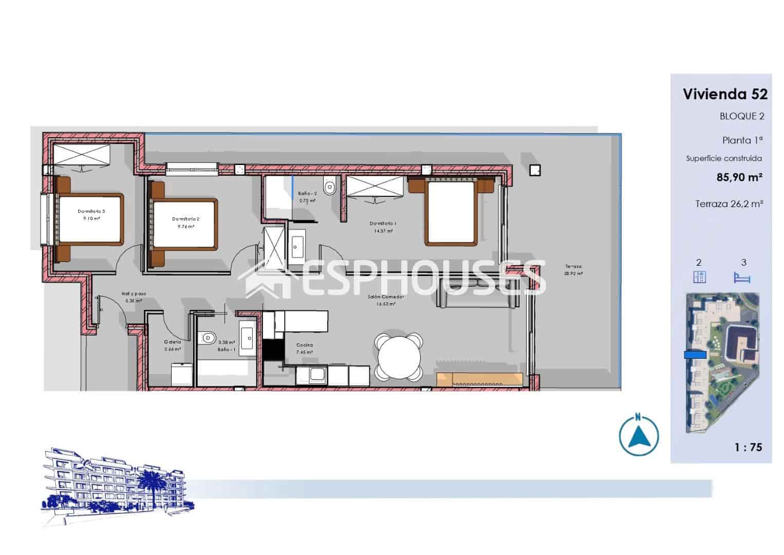 3 Zimmer Apartment zu verkaufen in Guardamar del Segura mit Pool Garage - 315.000 € (Ref: 9802694)
