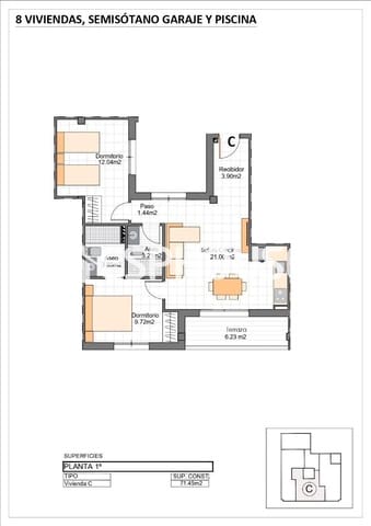 2 quarto Apartamento para venda em Los Cuarteros, San Pedro del Pinatar com piscina garagem - 249 900 € (Ref: 9846744)