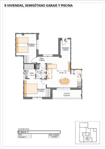 2 chambre Appartement à vendre à Lo Pagan, San Pedro del Pinatar avec piscine - 249 900 € (Ref: 9846744)