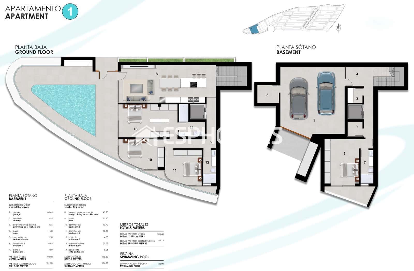 4 soveværelse Lejlighed til salg i Calpe / Calp med swimmingpool garage - € 2.650.000 (Ref: 9973909)